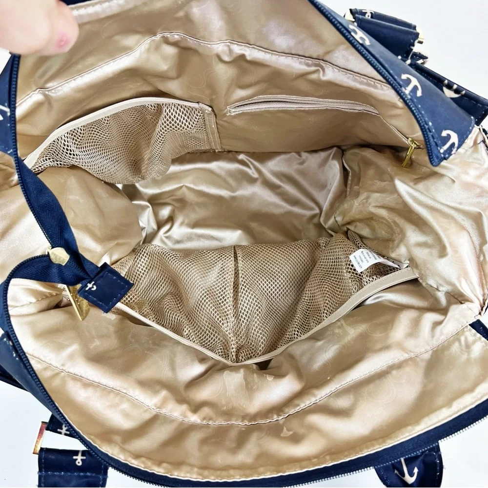 JuJuBe Diaper Bag Nautical Striped‎ w/Anchor Print Multi Compartment Baby Tote